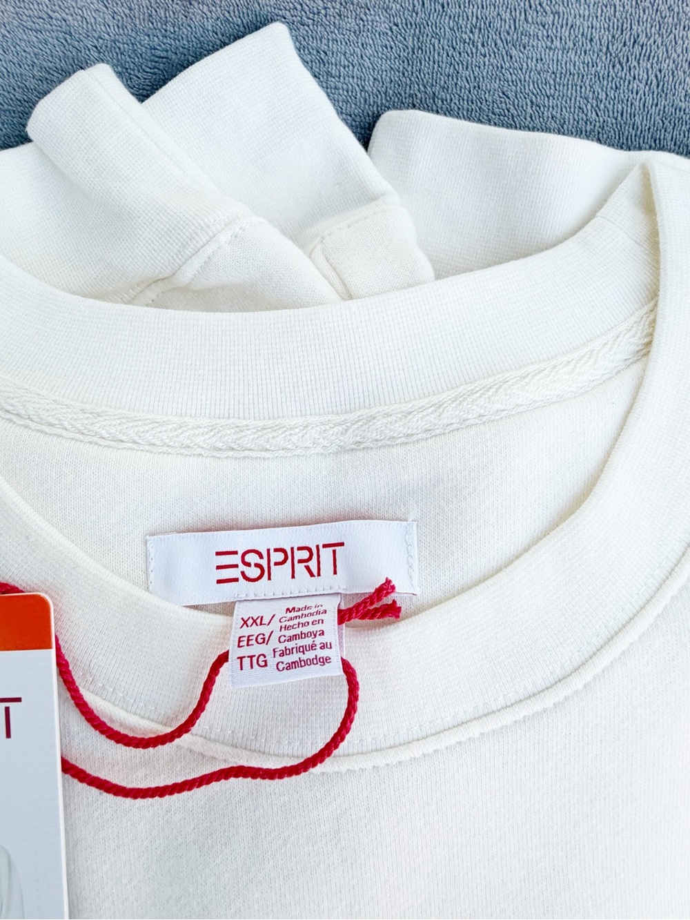 Esprit 80s Crewneck Sweatshirt XXL White Blue Retro Logo Y2K vintage style Y2K - Picture 5 of 5